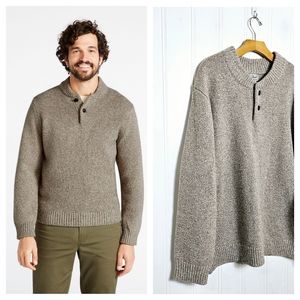 L.L.Bean Ragg Wool Henley Sweater Men XXL Lambswool Tan Classic Pullover